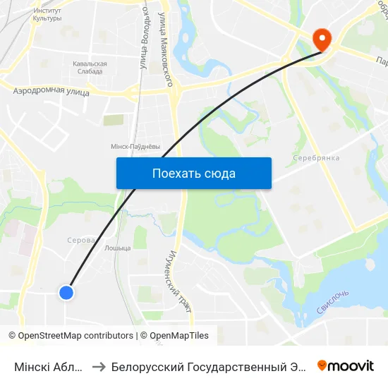 Мінскі Абласны Ліцэй to Белорусский Государственный Экономический Университет map