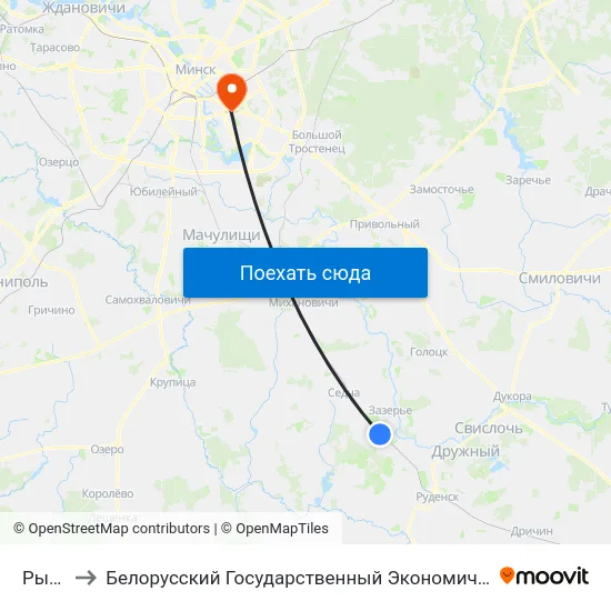 Рыбцы to Белорусский Государственный Экономический Университет map