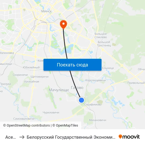 Асеевка to Белорусский Государственный Экономический Университет map
