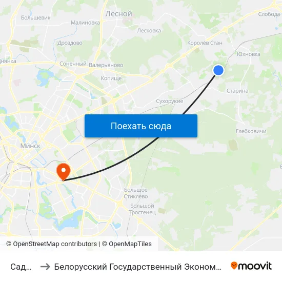 Садовый to Белорусский Государственный Экономический Университет map