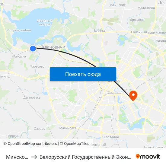 Минское Море to Белорусский Государственный Экономический Университет map