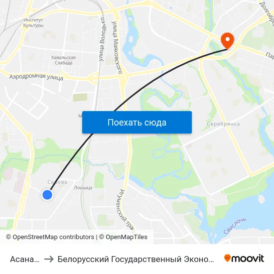 Асаналіева to Белорусский Государственный Экономический Университет map