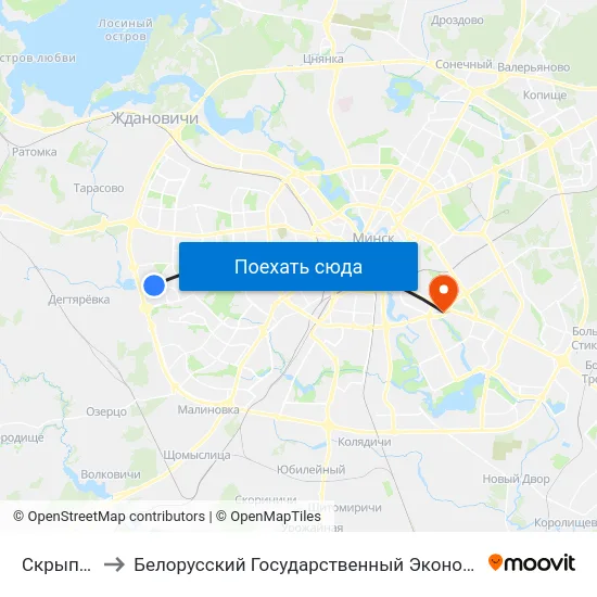 Скрыпнікава to Белорусский Государственный Экономический Университет map