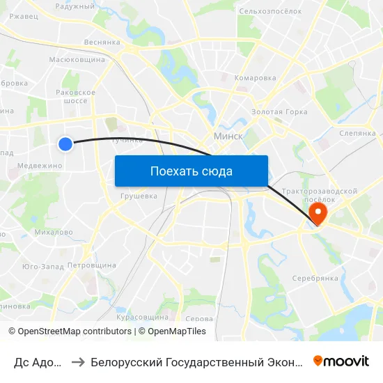 Дс Адоеўскага to Белорусский Государственный Экономический Университет map