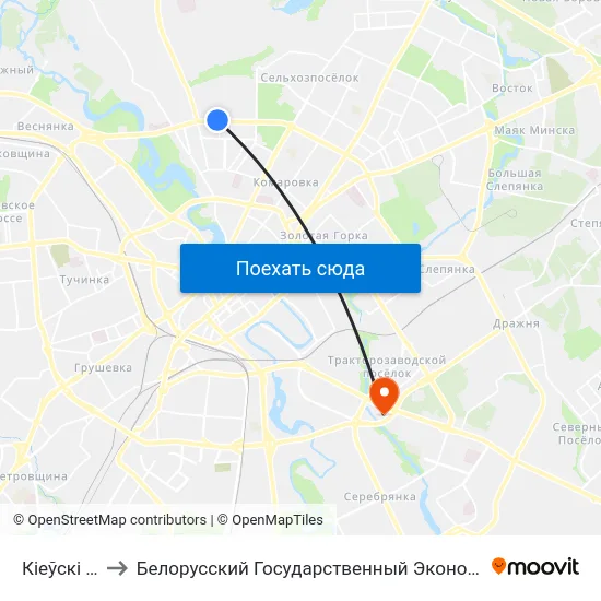 Кіеўскі Сквер to Белорусский Государственный Экономический Университет map
