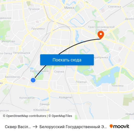 Сквер Васіля Цвяткова to Белорусский Государственный Экономический Университет map