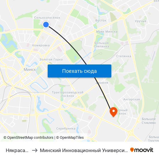 Някрасава to Минский Инновационный Университет map