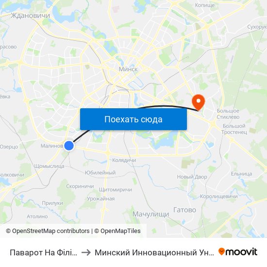 Паварот На Філіял Бду to Минский Инновационный Университет map