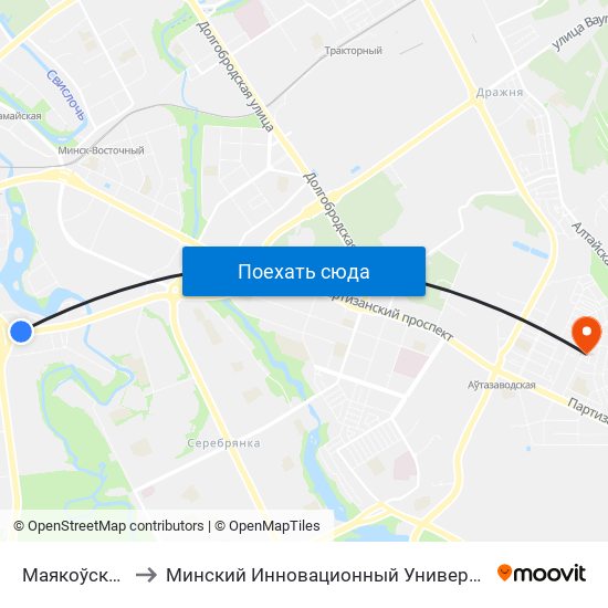 Маякоўскага to Минский Инновационный Университет map