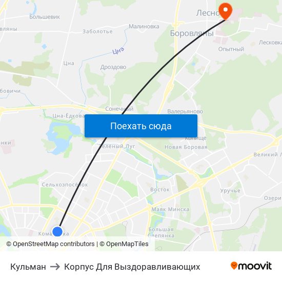 Кульман to Корпус Для Выздоравливающих map