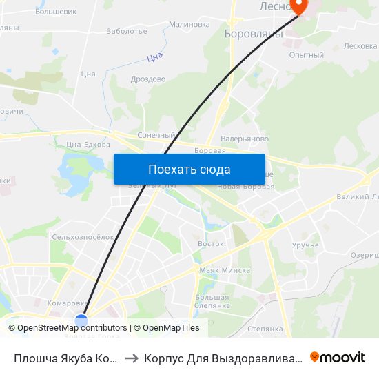 Плошча Якуба Коласа to Корпус Для Выздоравливающих map