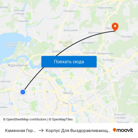 Каменная Горка to Корпус Для Выздоравливающих map