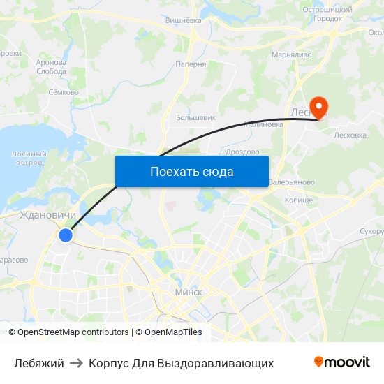 Лебяжий to Корпус Для Выздоравливающих map