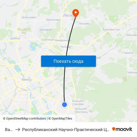 Варвашэні to Республиканский Научно-Практический Центр Онкологии И Медицинской Радиологии Им. Н.Н.Александрова map