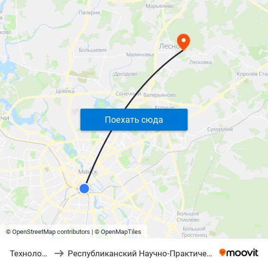 Технологический Университет to Республиканский Научно-Практический Центр Онкологии И Медицинской Радиологии Им. Н.Н.Александрова map