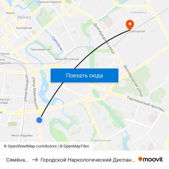 Сямёнава to Городской Наркологический Диспансер map