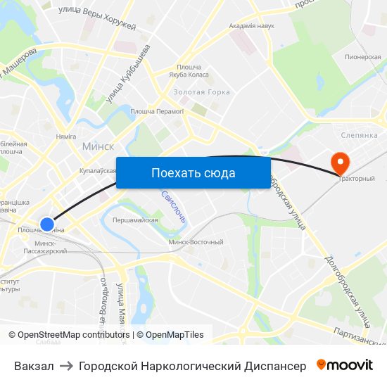 Вакзал to Городской Наркологический Диспансер map