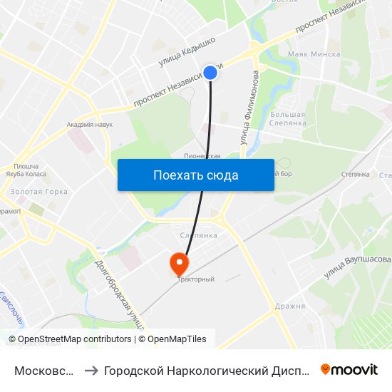 Московская to Городской Наркологический Диспансер map