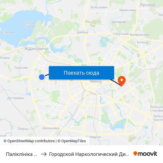 Паліклініка №26 to Городской Наркологический Диспансер map