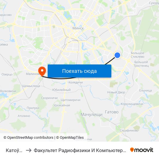 Катоўскага to Факультет Радиофизики И Компьютерных Технологий Бгу map