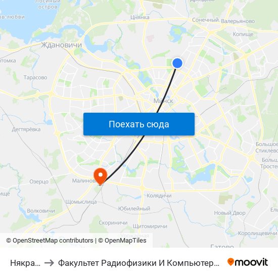 Някрасава to Факультет Радиофизики И Компьютерных Технологий Бгу map