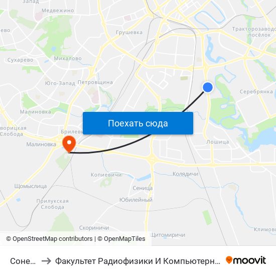 Сонечная to Факультет Радиофизики И Компьютерных Технологий Бгу map