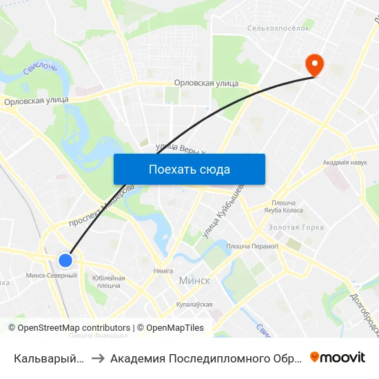 Кальварыйская to Академия Последипломного Образования map