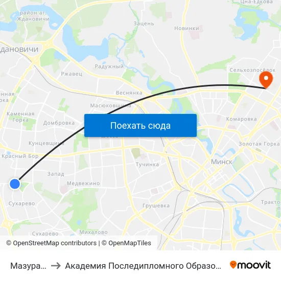 Мазурава to Академия Последипломного Образования map
