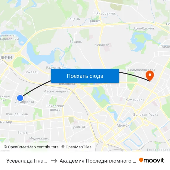 Усевалада Ігнатоўскага to Академия Последипломного Образования map