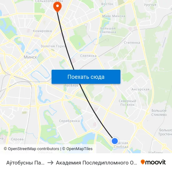 Аўтобусны Парк №6 to Академия Последипломного Образования map