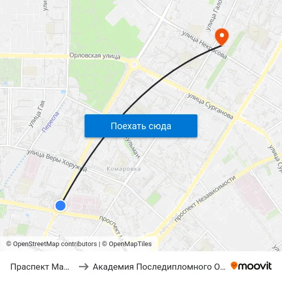 Праспект Машэрава to Академия Последипломного Образования map