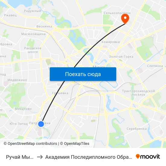 Ручай Мышка to Академия Последипломного Образования map