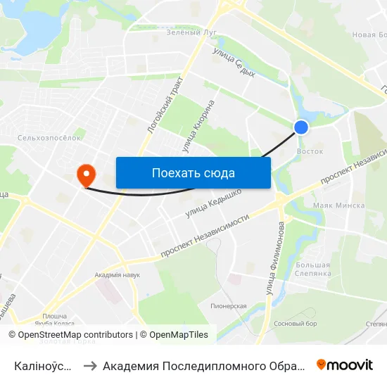 Каліноўскага to Академия Последипломного Образования map