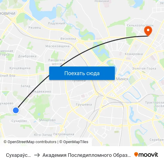 Сухараўская to Академия Последипломного Образования map