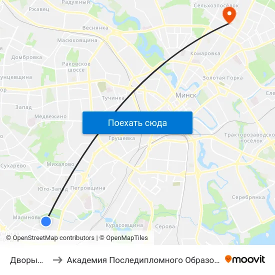 Дворышча to Академия Последипломного Образования map