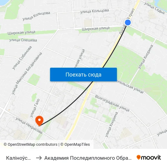 Каліноўскага to Академия Последипломного Образования map