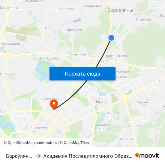Бараўляны-2 to Академия Последипломного Образования map
