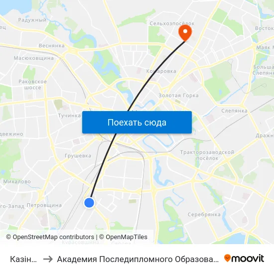 Казінца to Академия Последипломного Образования map