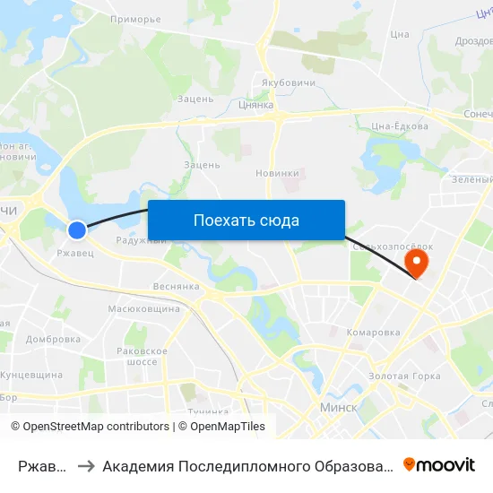 Ржавец to Академия Последипломного Образования map