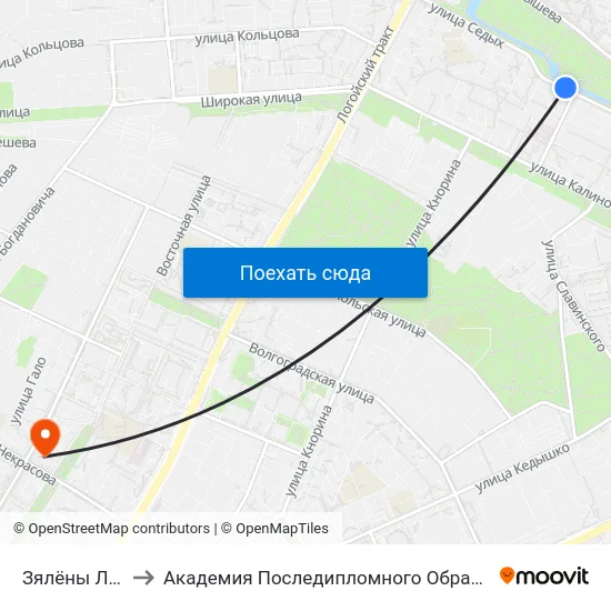 Зялёны Луг-1 to Академия Последипломного Образования map