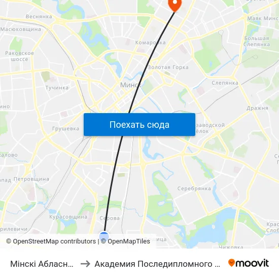 Мінскі Абласны Ліцэй to Академия Последипломного Образования map