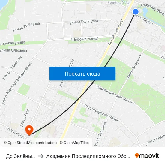 Дс Зялёны Луг to Академия Последипломного Образования map