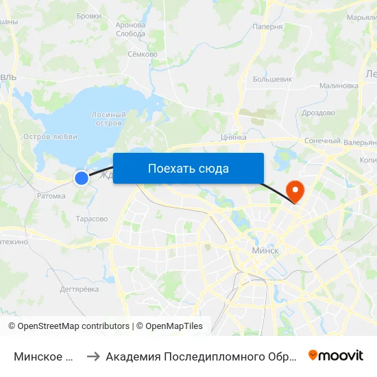 Минское Море to Академия Последипломного Образования map