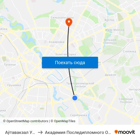Аўтавакзал Усходні to Академия Последипломного Образования map