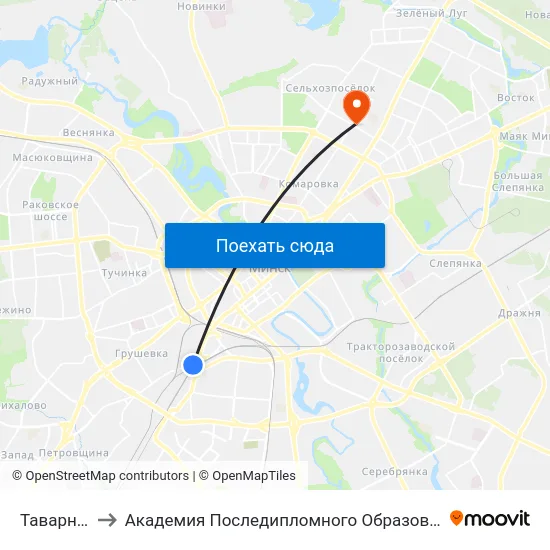 Таварная to Академия Последипломного Образования map