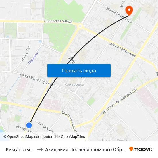 Камуністычная to Академия Последипломного Образования map