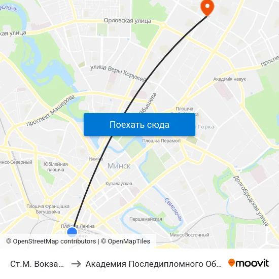 Ст.М. Вокзальная to Академия Последипломного Образования map