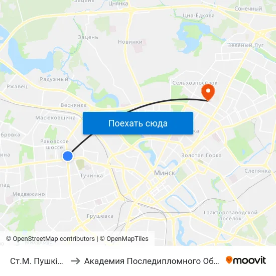 Ст.М. Пушкінская to Академия Последипломного Образования map