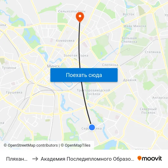 Пляханава to Академия Последипломного Образования map