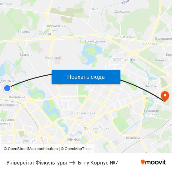 Універсітэт Фізкультуры to Бгпу Корпус №7 map